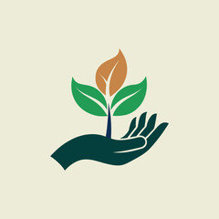 Hand with Growing Plant Logo design vector 