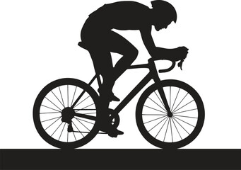 Silhouette of Racing Cyclist. Speed, competition, sport, road, athlete. Vector illustration on white background