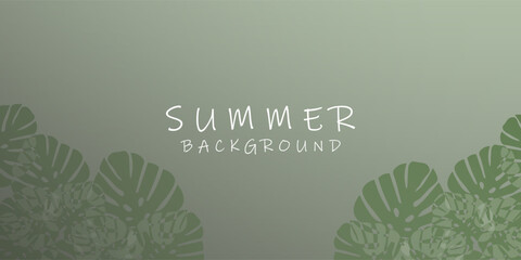 Tropical Summer Background with Green Leaves and Soft Gradient