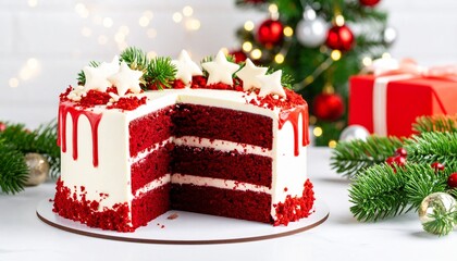 christmas cake with christmas decorations