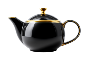 Elegant black teapot with gold accents for stylish tea service