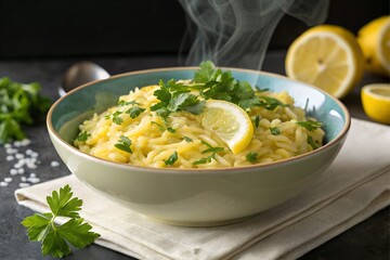 freshly cooked lemon orzo pasta