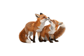 Naklejka premium Two Cute Foxes in Love – 3D Illustration Isolated on Transparent Background