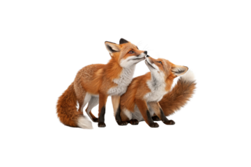 Two Cute Foxes in Love – 3D Illustration Isolated on Transparent Background