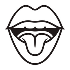 Black and White Mouth with Tongue