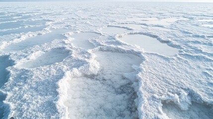 Abstract aerial shot of a salt flat with vibrant natural patterns