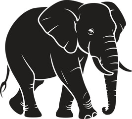 Obraz premium Silhouette of Elephant Walking. Wildlife, safari, nature, mammal, strength. Vector illustration on white background