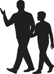 Silhouette of Family Holding Hands. Parenting, togetherness, unity, care, love. Vector illustration on white background