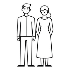 Line Art Couple Vector Icon