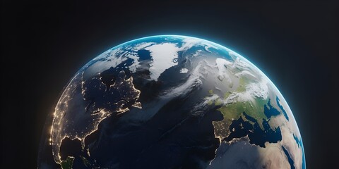Fototapeta premium High-resolution view of Earth from space showing day and night across continents