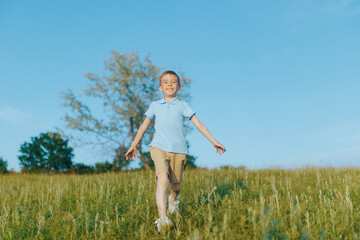 Child running and leaping for joy, full of energy and happiness