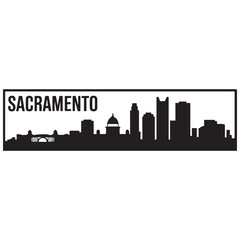 Obraz premium Sacramento city skyline horizontal banner. Sacramento city, California USA. Vector template for your design. Vector black silhouette. with white background