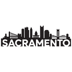 Fototapeta premium Sacramento city skyline horizontal banner. Sacramento city, California USA. Vector template for your design. Vector black silhouette. with white background