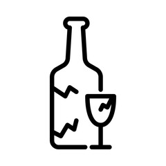 glass waste outline icon. broken glass black line illustration.

