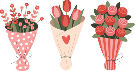 spring flower bouquets vector illustration isolated on white background