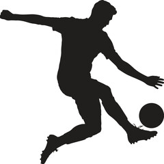 Silhouette of Soccer Player. Football, game, kick, athlete, team. Vector illustration on white background