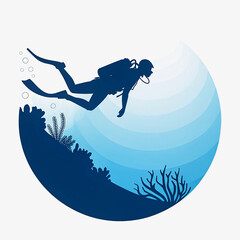 Scuba Diver Silhouette Underwater Exploration and Ocean Life