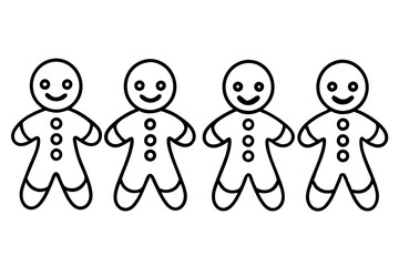 Gingerbread Man Line Art Vector Set