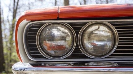 Close-up of classic car headlights.
