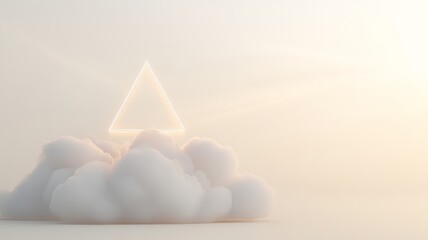 A glowing Christian Trinity symbol (triangle with interwoven circle) surrounded by heavenly light rays, clouds parting above, ethereal and divine atmosphere