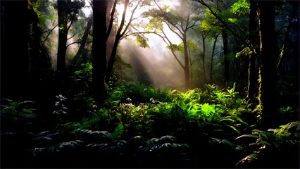 Fototapeta premium sun rays in the forest