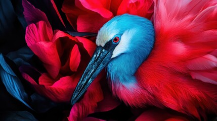 Centered composition, a bird on the sea, high saturation
