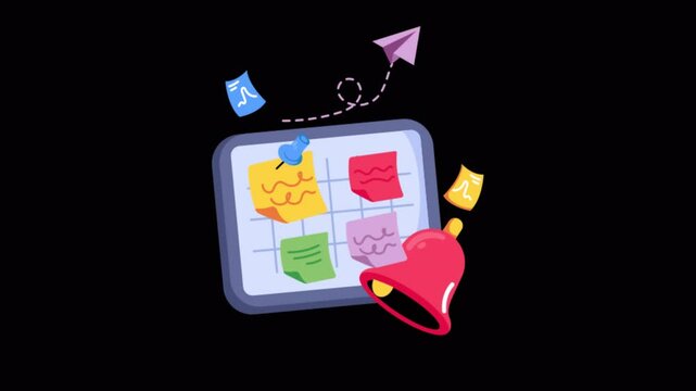  Reminder Notes  2D Flat Animations on Transparent background