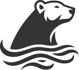 Silhouette of a polar bear animal vector black illustration