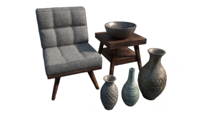 Wooden Furniture & Vases