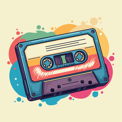 Vintage blue audio cassette tape with spools and label aesthetic retro vibe