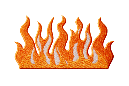 Stylized orange flame design with transparent background for crafts