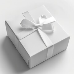 An isolated, ultra-detailed realistic photography of white gift box on a white background