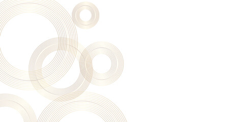 Modern white and golden abstract background with circle shape golden vector abstract graphic design Futuristic concept banner pattern presentation background.	