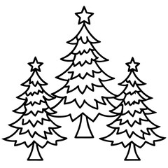 Hand-Drawn Christmas Tree Outline Set
