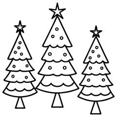 Fototapeta premium Hand-Drawn Christmas Tree Outline Set