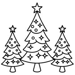 Hand-Drawn Christmas Tree Outline Set