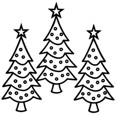 Hand-Drawn Christmas Tree Outline Set