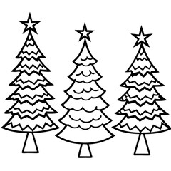 Hand-Drawn Christmas Tree Outline Set