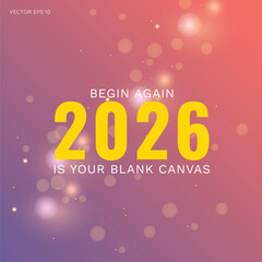 2026 New Year Poster with Bokeh Lights and Pink Background