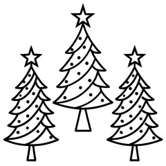Hand-Drawn Christmas Tree Outline Set
