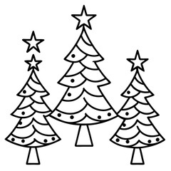 Hand-Drawn Christmas Tree Outline Set