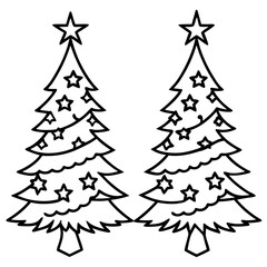 Hand-Drawn Christmas Tree Outline Set