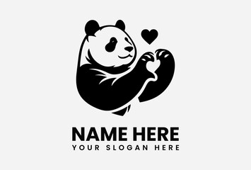A charming panda bear icon forms a heart with its paws, expressing love. © vectorvovdesign