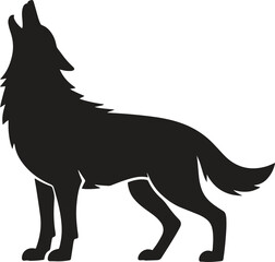 Silhouette of Howling Wolf. Wild, nature, forest, predator, animal. Vector illustration on white background