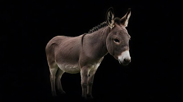 Multiple Donkeys Standing Still in a Row on Black Background - Stock Footage for Various Projects