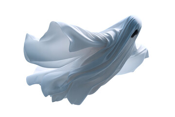 White fabric ghost figure on transparent background