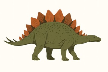 Cute Stegosaurus Dinosaur Illustration - Colorful Vintage Vector Design