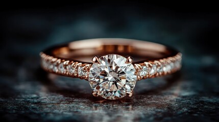 An exquisite diamond ring featuring a sparkling centerpiece and a delicate rose gold band, symbolizing elegance, luxury, and the beauty of fine jewelry.