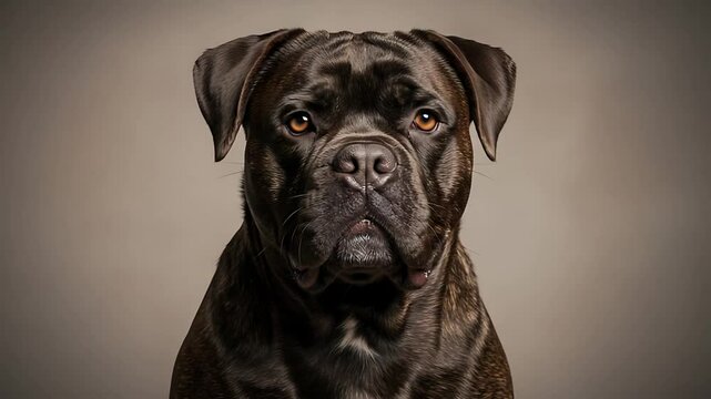 Portrait of a Noble Cane Corso Dog breed on a neutral background, studio shot