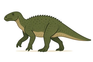 Green Cartoon Dinosaur Creature: Playful Prehistoric Illustration with Spikes